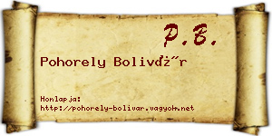 Pohorely Bolivár névjegykártya